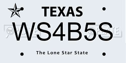 WS4B5S Texas License Plate