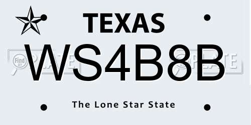 WS4B8B Texas License Plate