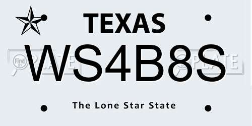 WS4B8S Texas License Plate