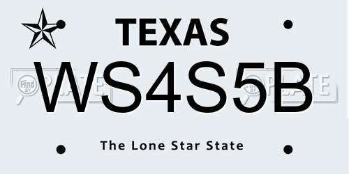 WS4S5B Texas License Plate