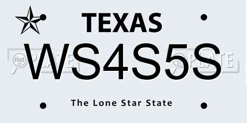 WS4S5S Texas License Plate