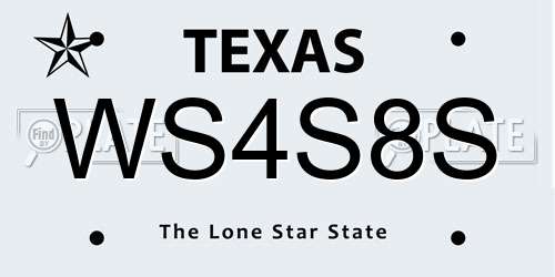 WS4S8S Texas License Plate