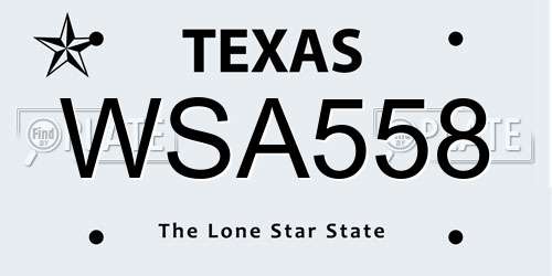 WSA558 Texas License Plate
