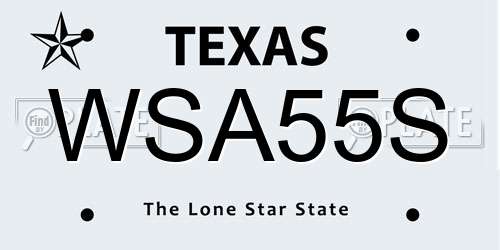 WSA55S Texas License Plate