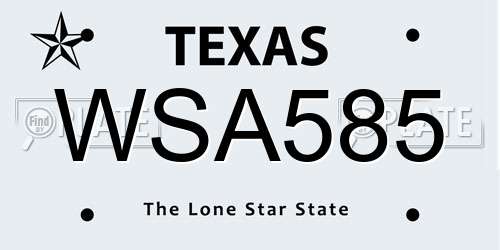 WSA585 Texas License Plate