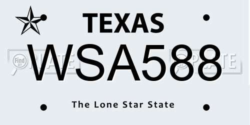 WSA588 Texas License Plate