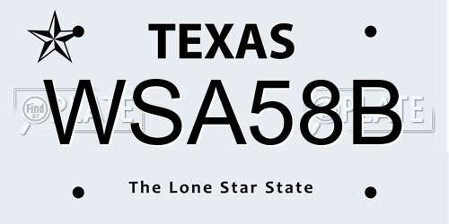 WSA58B Texas License Plate