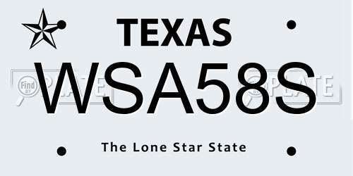 WSA58S Texas License Plate