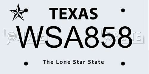 WSA858 Texas License Plate