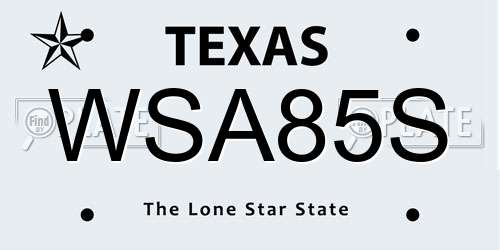 WSA85S Texas License Plate