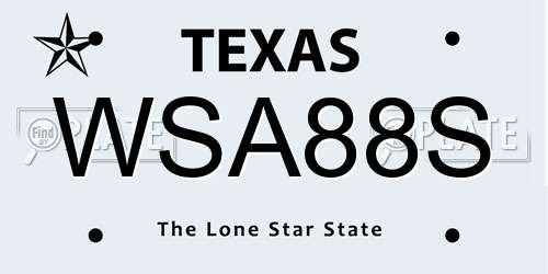 WSA88S Texas License Plate