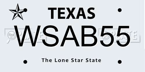 WSAB55 Texas License Plate