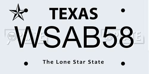 WSAB58 Texas License Plate