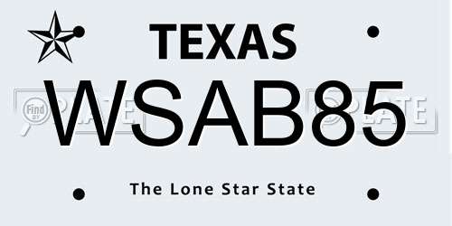 WSAB85 Texas License Plate