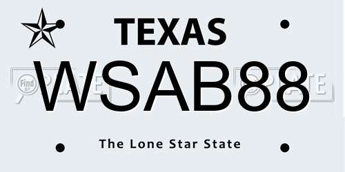 WSAB88 Texas License Plate