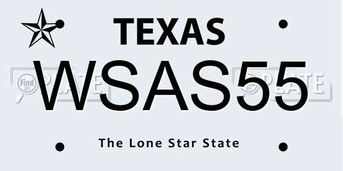 WSAS55 Texas License Plate