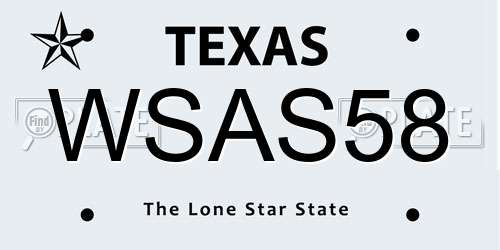 WSAS58 Texas License Plate