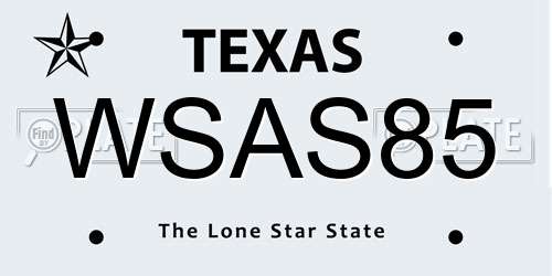 WSAS85 Texas License Plate