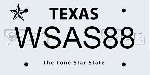 WSAS88 Texas License Plate