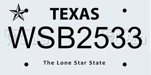 WSB2533 Texas License Plate