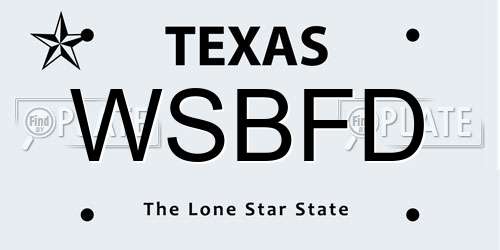 WSBFD Texas License Plate