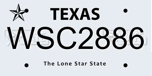 WSC2886 Texas License Plate