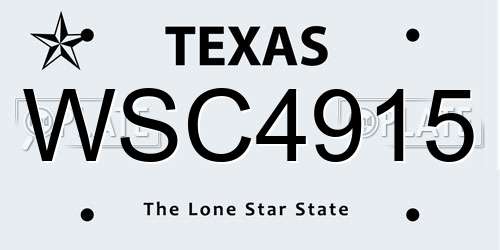 WSC4915 Texas License Plate