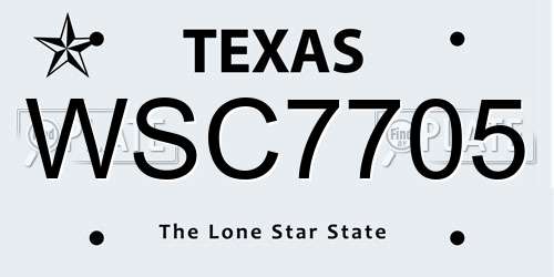 WSC7705 Texas License Plate
