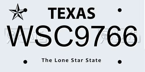 WSC9766 Texas License Plate