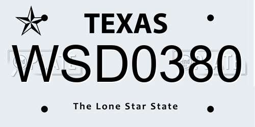 WSD0380 Texas License Plate
