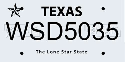 WSD5035 Texas License Plate