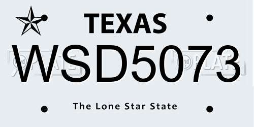 WSD5073 Texas License Plate