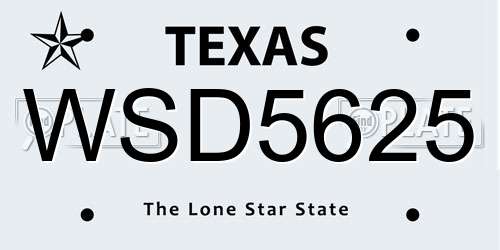 WSD5625 Texas License Plate