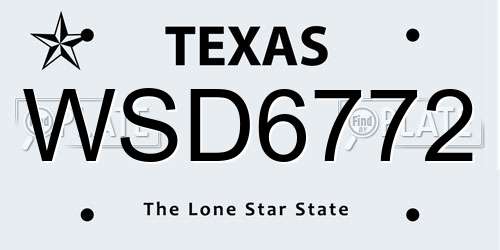 WSD6772 Texas License Plate
