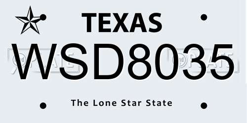 WSD8035 Texas License Plate