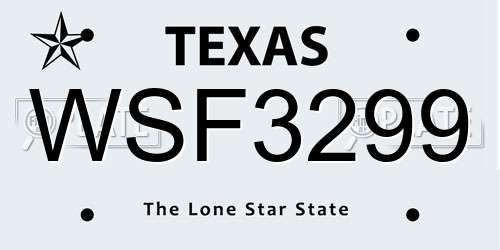 WSF3299 Texas License Plate