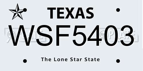 WSF5403 Texas License Plate