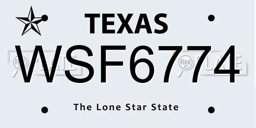 WSF6774 Texas License Plate