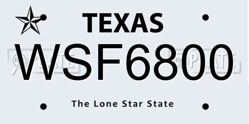 WSF6800 Texas License Plate