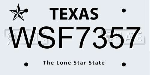 WSF7357 Texas License Plate