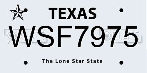 WSF7975 Texas License Plate