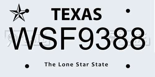 WSF9388 Texas License Plate