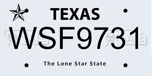 WSF9731 Texas License Plate