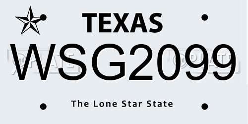 WSG2099 Texas License Plate
