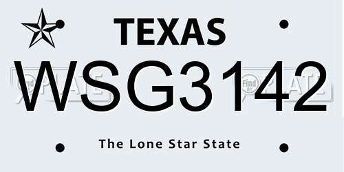 WSG3142 Texas License Plate