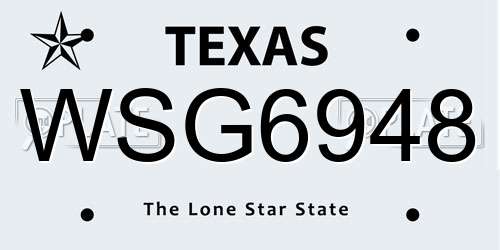 WSG6948 Texas License Plate