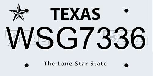 WSG7336 Texas License Plate