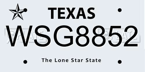 WSG8852 Texas License Plate