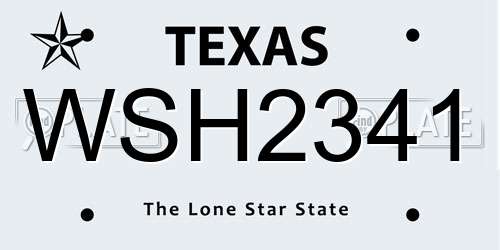 WSH2341 Texas License Plate