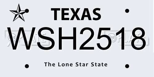 WSH2518 Texas License Plate